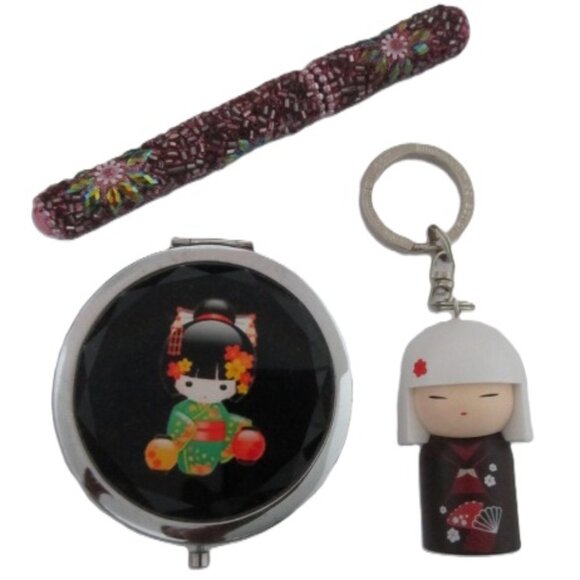 Asian Cosmetic Bag Gift Set with Kimmidoll Kechain Tomo NEW - Picture 6 of 8